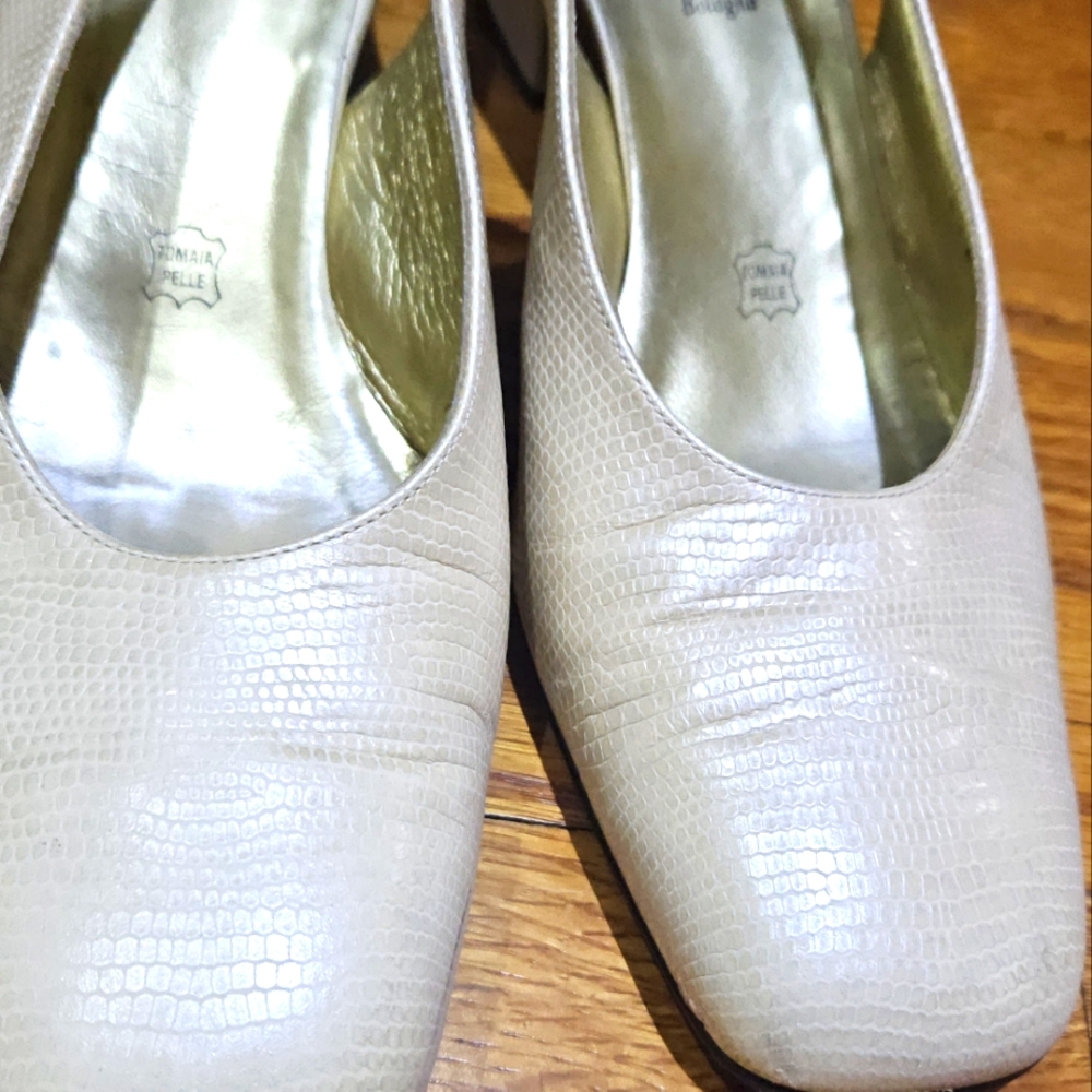 Bruno Magli Cream Leather Slingback Women's Shoes 9B